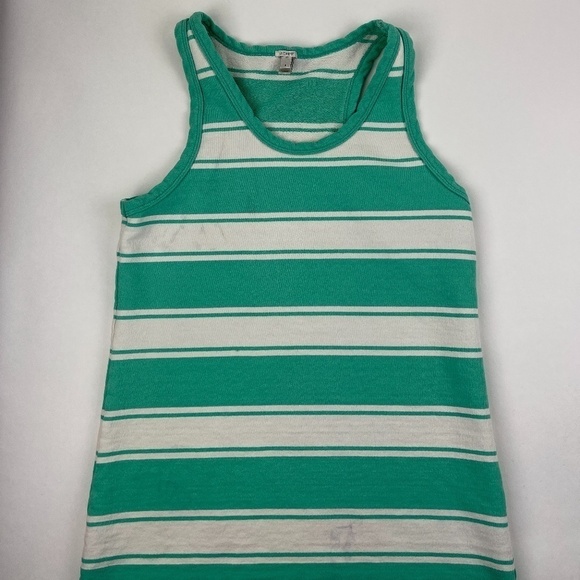 J Crew Dress Womens Small Green White Striped Sleeveless - Picture 1 of 9